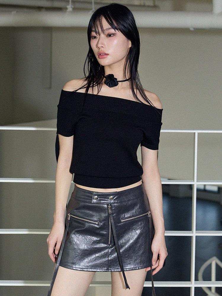 ITOV SEOUL Off-Shoulder Cutout Knit Bk