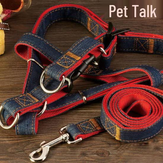 Denim Dog Chest Harness & Leash for Medium/Small Breeds - Durable, Explosion-proof, Wear-resistant.