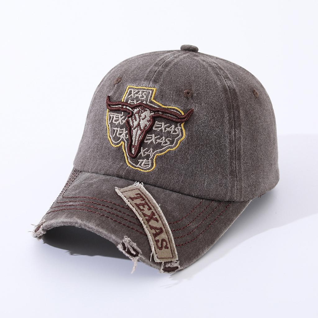 Cappello da Sole con Ricamo Patch Testa di Mucca in Cotone Lavato Cappellino da Baseball Cappello da Sole Cappello da Esterno Cappellino alla Moda