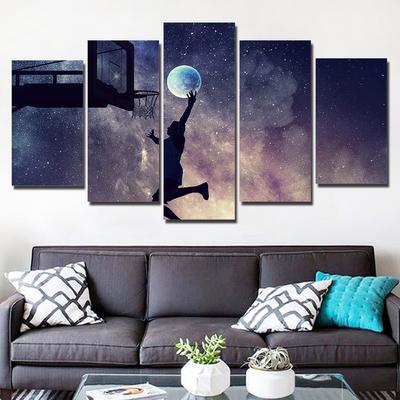 No Framed Canvas 5Pcs Basketball Net Player Wall Art Posters Pictures Paintings Home Decor Accessories Living Room Decoration