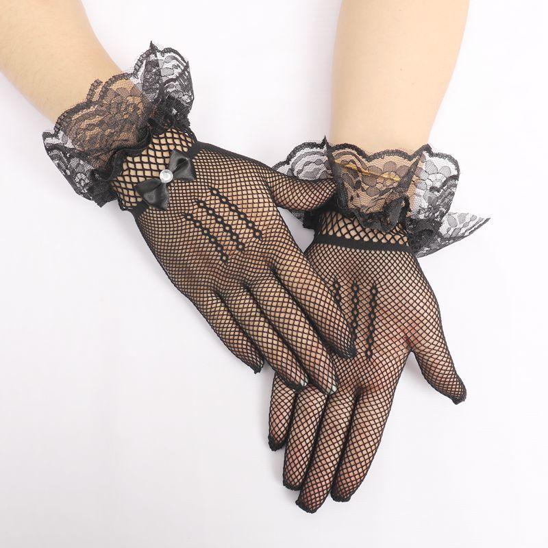 

Summer Lace Gloves Women s Thin Mesh Sun Protection Sexy Black Fishnet Wedding Bride Etiquette Stretch Performance Athens Black([2 double replacement]]) All yards