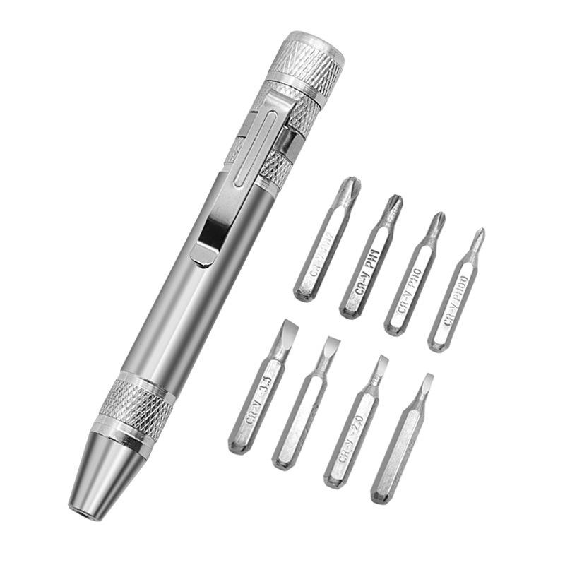 Magnetic 8-in-1 Pen-style Screwdriver with High-Density Bits