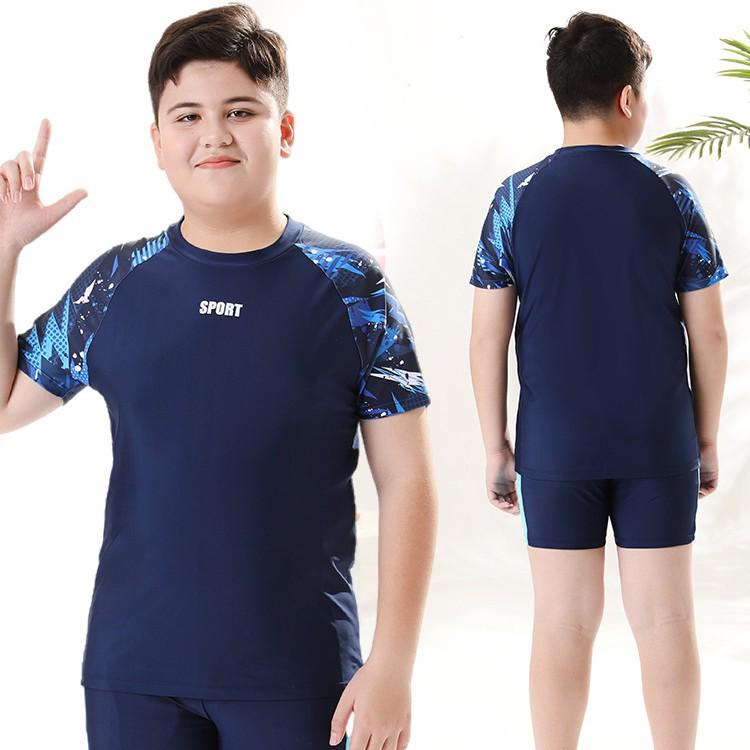 Customizable Quick-Dry Camouflage Swimwear: Boys' Plus Size Two-Piece Swimsuit for Kids