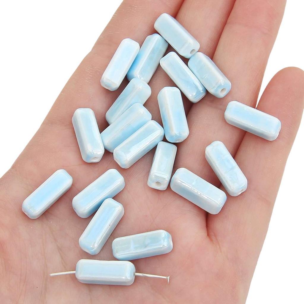 [6x15mm] 5pcs/Bag Cuboid Beads Colored Ceramic Beads Charm Loose Spacer Beads for Earring Bracelet Necklace DIY Jewelry Making Accessories