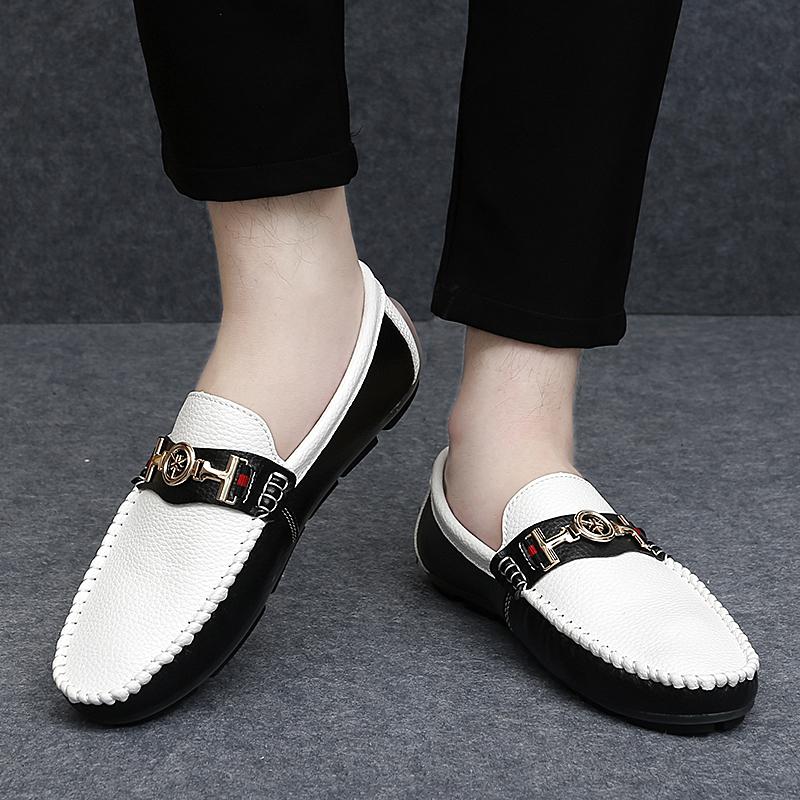 

Мужские мокасины, туфли для вождения, коричневые туфли на плоской подошве, повседневные туфли-слипоны, обувь больших размеров для мужчин EU: 47 белый
