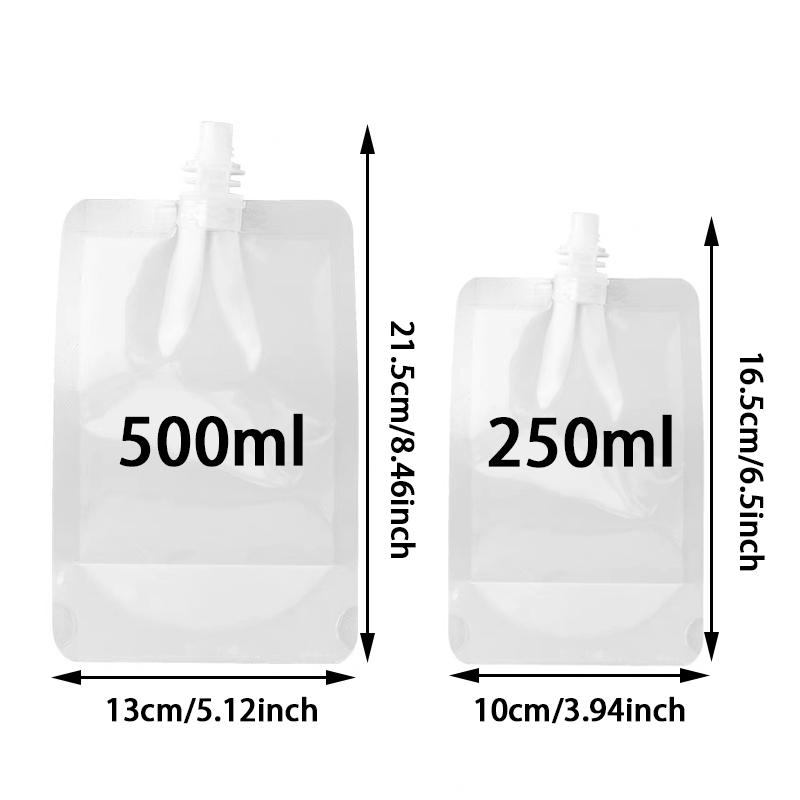 100Pcs 250ML/500ML Packaging Bags Liquid Beverage Milk Lotion Cosmetics Shampoo Shower Gel Bags Clear Portable Travel