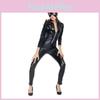 Captivating Sexy Bodysuit Cosplay Costume Made From Black Patent Leather For Adults