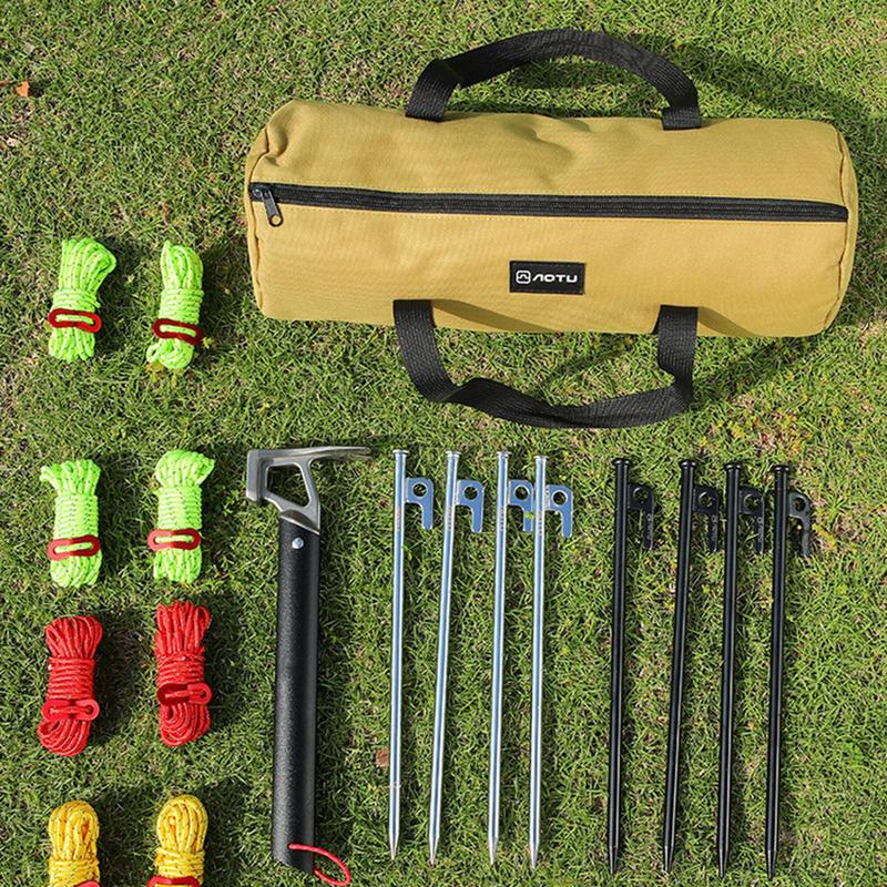 Outdoor Camping Tent Stake Bag Canvas Double Layer Camping Tent Peg Nail Storage Bag Tent Accessories Extensive Use