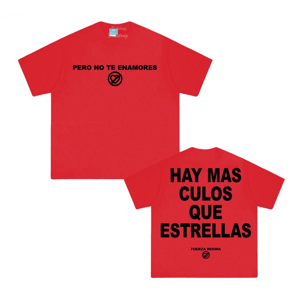 

Футболка группы FUERZA REGIDA Футболка в стиле хип-хоп, как у певца Готическая футболка с рукавом Мягкие топы из 100% хлопка XXL красный