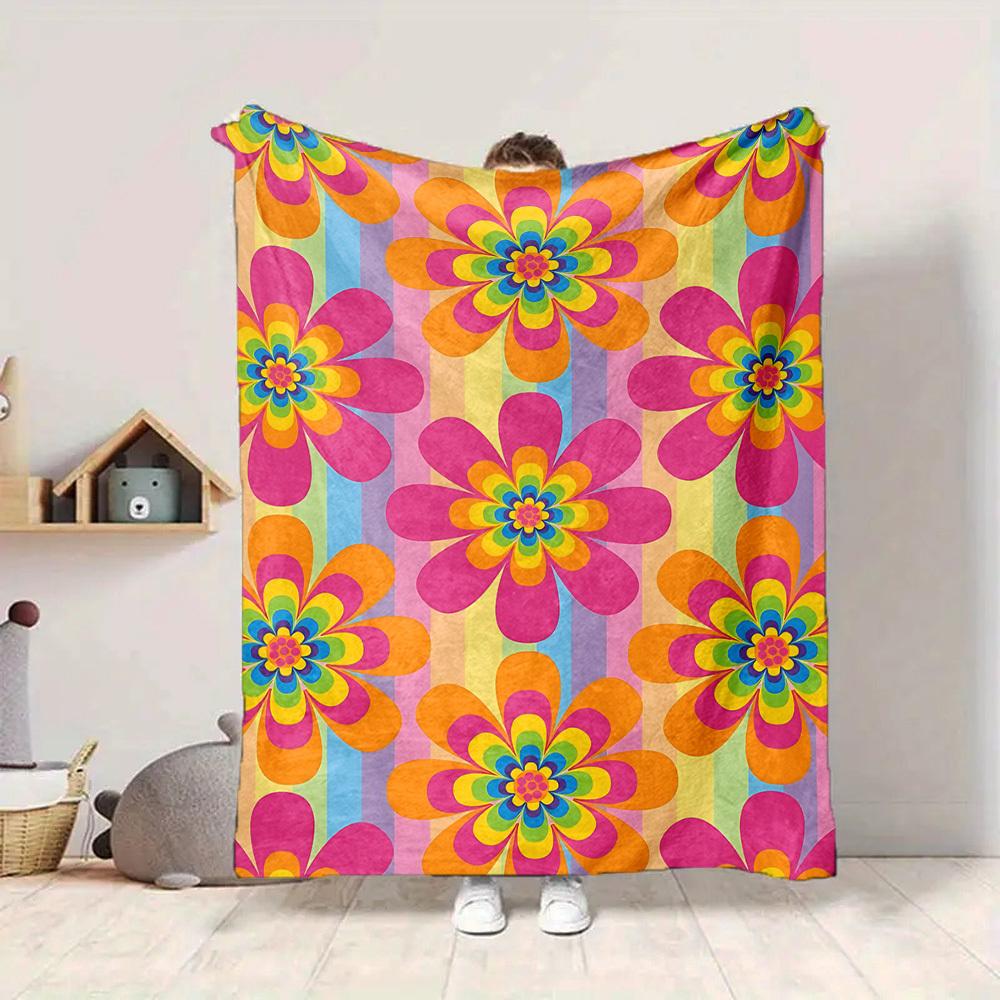 1pc Flower Pattern Blanket Warm, Cozy, And Soft, Suitable for Sofas, Beds, Cars, And Office Use.Perfect for Camping And Travel, Making It a Great Gift