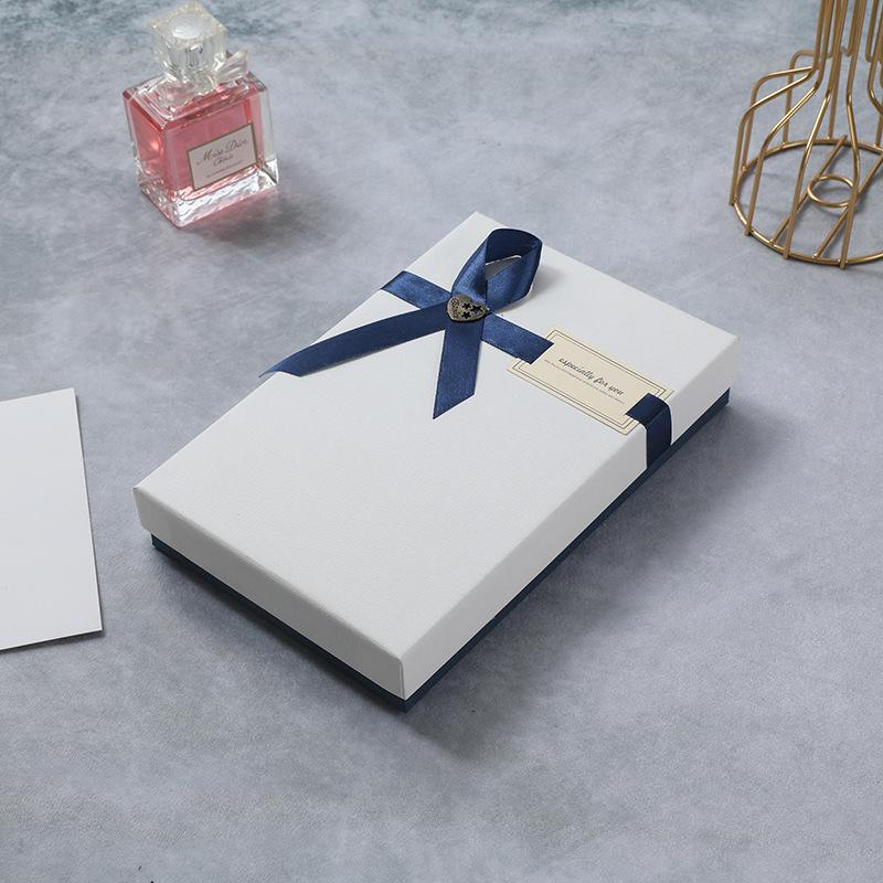 

Bowknot Высококачественные подарочные коробки Косметика Ожерелье Часы Большая Oacking Box Белый Синий 15X23X4cm