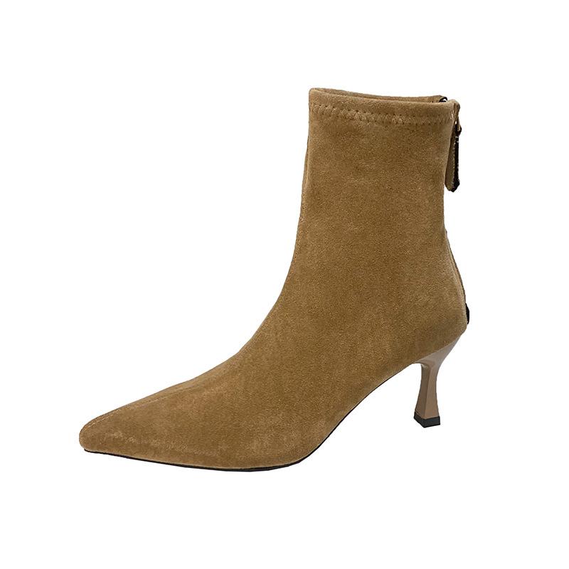 Damen Stiefel Kurz Hohe Absätze Schuhe für Damen Herbst Winter Botas Mujer Retro Spitze Stiletto Sexy Damen Absätze Stiefel Weiblich