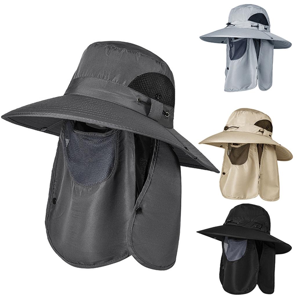 Summer Men's And Women's Outdoor- Sun Hats Ponytail Hole Mesh Breathable Sunscreen Fisherman Hat Brim- Mountaineering Sun Hat