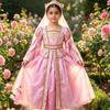 Girls Medieval Princess Costume With Tulle Fabric For Halloween Role Play And Stage Performance