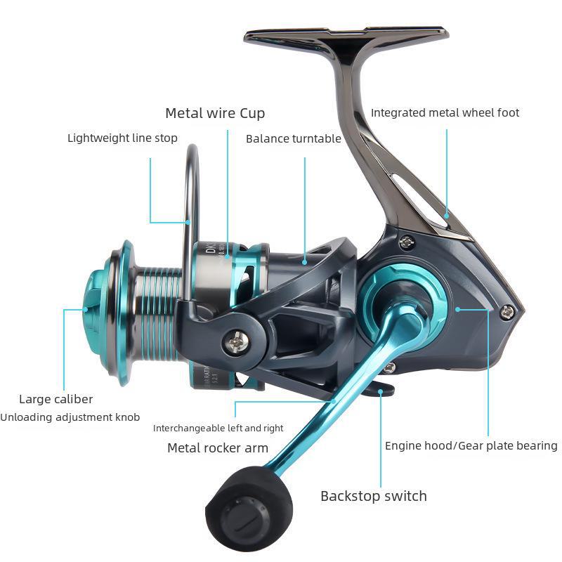 "Haoton Black Full Metal Spinning Fishing Reel for Sea Rod, Luya, Micro Fish - Big Reel DK"