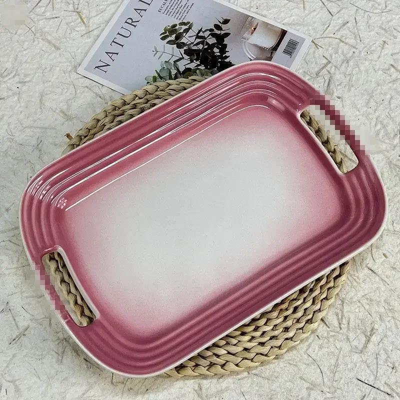 Французская Прямоугольная Квадратная Тарелка Фруктовая Плоская Поднос Западная Кухня Домашняя Ручная Работа Столовая Посуда 31См Обеденные Тарелки А 12.5 inches