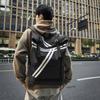 Striped Patchwork Roll-Up Backpack Men Outdoor Fitness Training Sports Bag Student School Bag