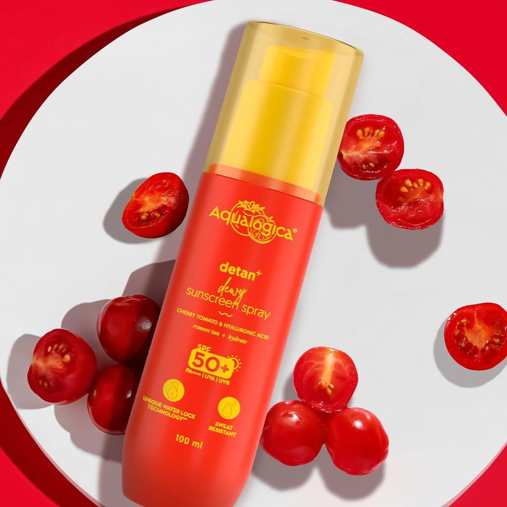 Aqualogica Detan+ Dewy Sunscreen Spray SPF 50+ PA++++ Hydrating Sweat Resistant Mess-Free 100 ml