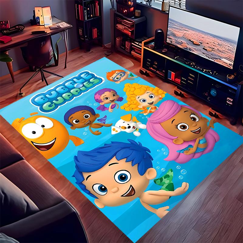 1pc Bubble Guppies Print Area Rug - Soft,Washable Non-Slip Indoor Mat for Office Chairs,Living Room,Home Office Decorative Rug