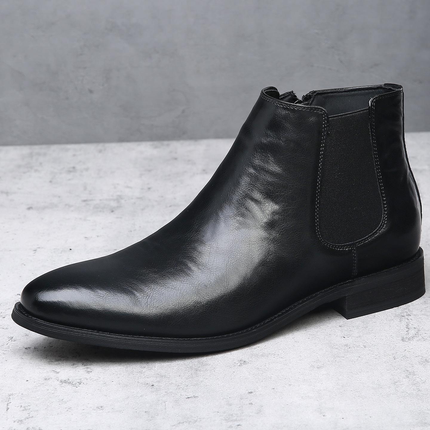 

2025 autumn and winter new Martin boots leather trend versatile British foot set men s Chelsea boots high-top Martin boots 38