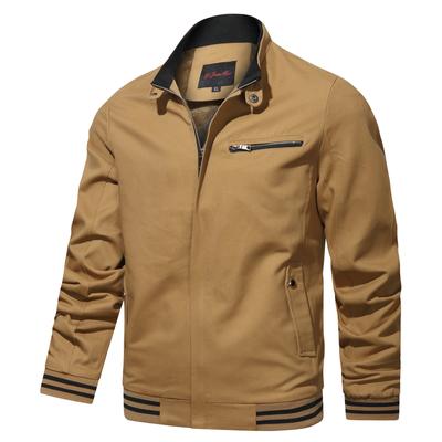 New Men's Spring and Autumn Solid Color Jacket Stand-up Collar Velvet Fashion Baseball Jersey Cotton Jacket