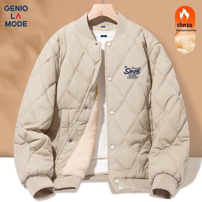 GENIOLAMODE Men's Winter Plush Thickened Baseball Jacket