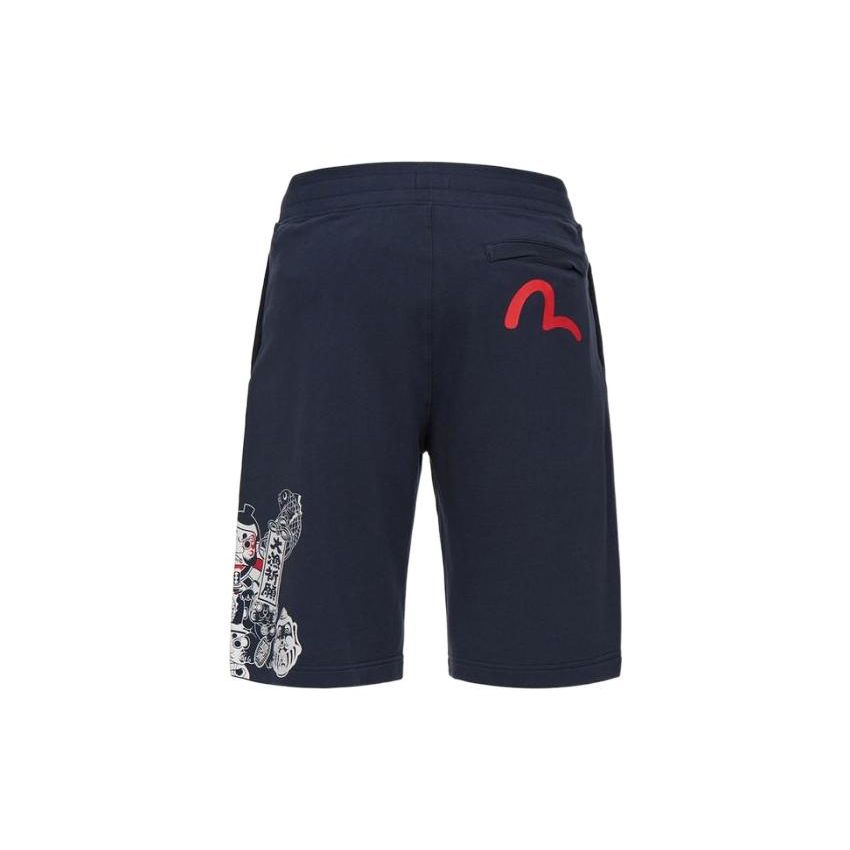 Evisu SS22 Origin Pattern Printed Solid Fit Shorts Men Shorts Dark-Blue 2ESADM2ST425XXCT