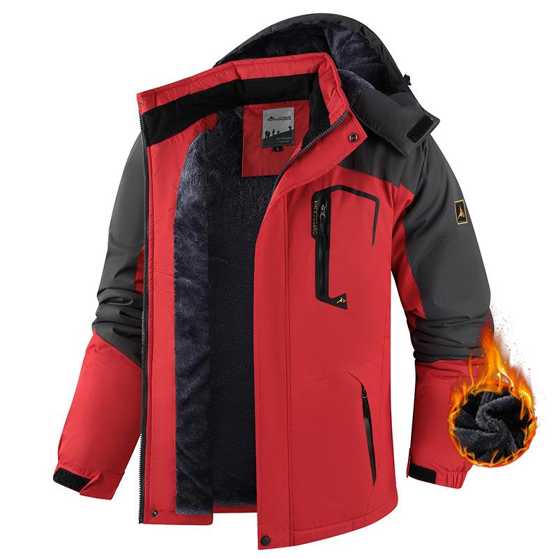 Cross-Border Outdoor Windproof Plus-Size Fleece-Lined Winter Windbreaker Jacket for Skiing and Fishing