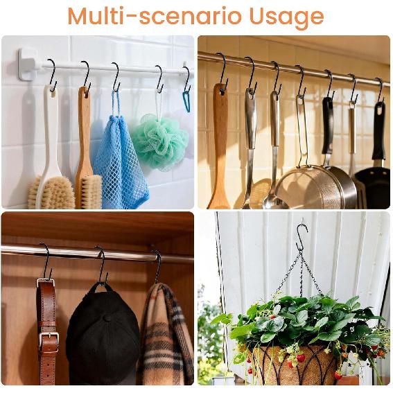 18 Pack 4 inch Heavy Duty S Hooks Pan Pot Holder Rack Hooks S Shaped Hooks Hangers for Oval Ceiling Pot Rack Hanging Kitchenware Spoons Pans Pots