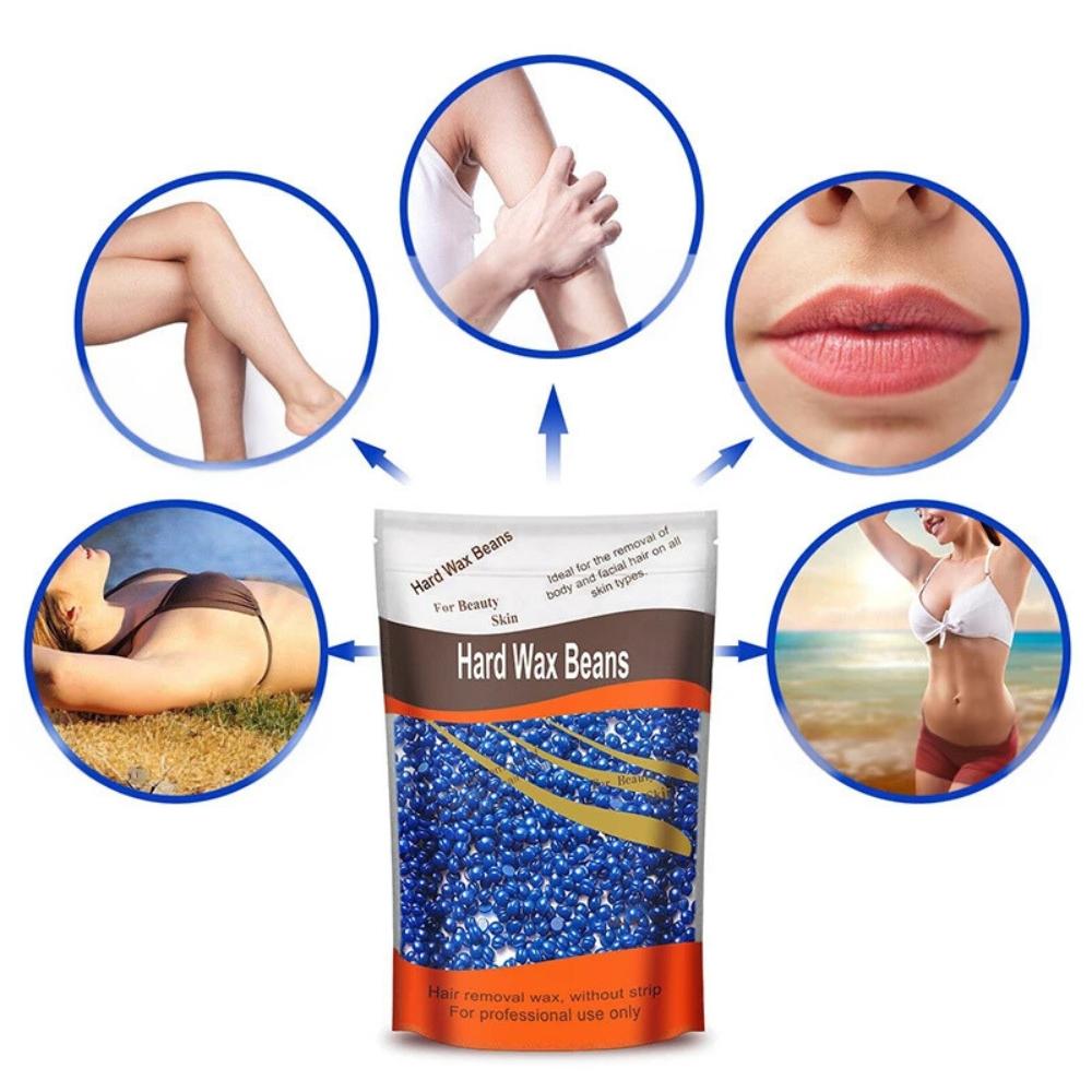 Depilatory Wax for Shaving Legs, Face, Bikini, Drops, Hard Blue, 100 Grams