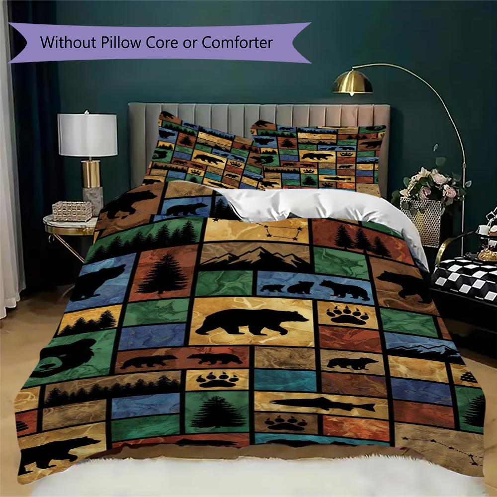 Bear and Panda Pattern Bedding uilt Set uilt Cover Pillowcase Home Decoration Birthday Gift (1 * duvet cover + 2 * pillowcase  without core)169