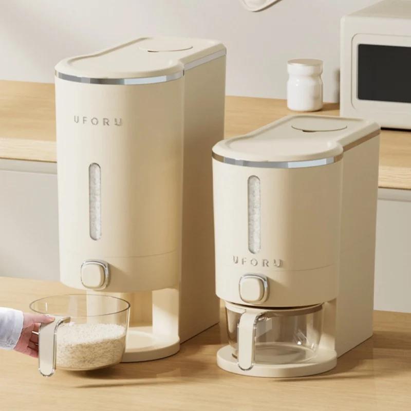 Rice Bucket with Measuring Cup Large Capacity Grain Storage Container Moisture-proof and Insect Proof Sealed Storage Container