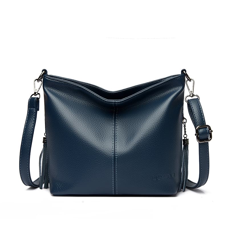 Soft leather fringed shoulder bag Crossbody tote women's bag