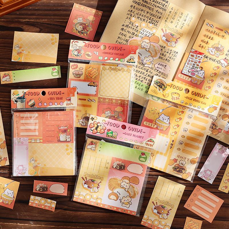 Mu Ran Vintage Food Illustration Sticky Notes - Creative Stationery for Students and Journaling