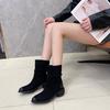 Fashion Autumn Thick Heel Pleated Women Ankle Boots Fashion Ladies Elegant Suede Short Botas De Mujer