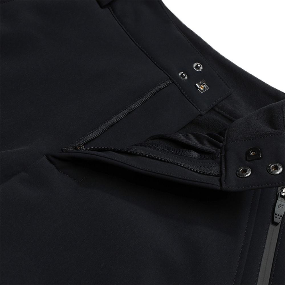 FILA Ski Series Fleece Lined Warm Comfortable Fashion Sports Ski Classic Versatile Woven Casual Pants Men pants Deep-Black A11M546801FBK