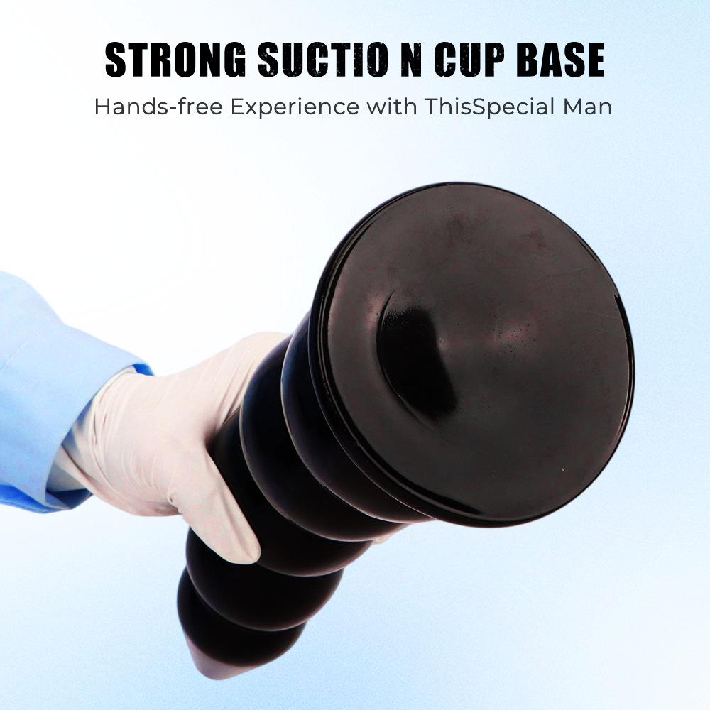 Black PVC Extra Large Anal Plug with Suction Cup Big Thick Fisting Dildo Anal Expander Masturbator Sex Toy