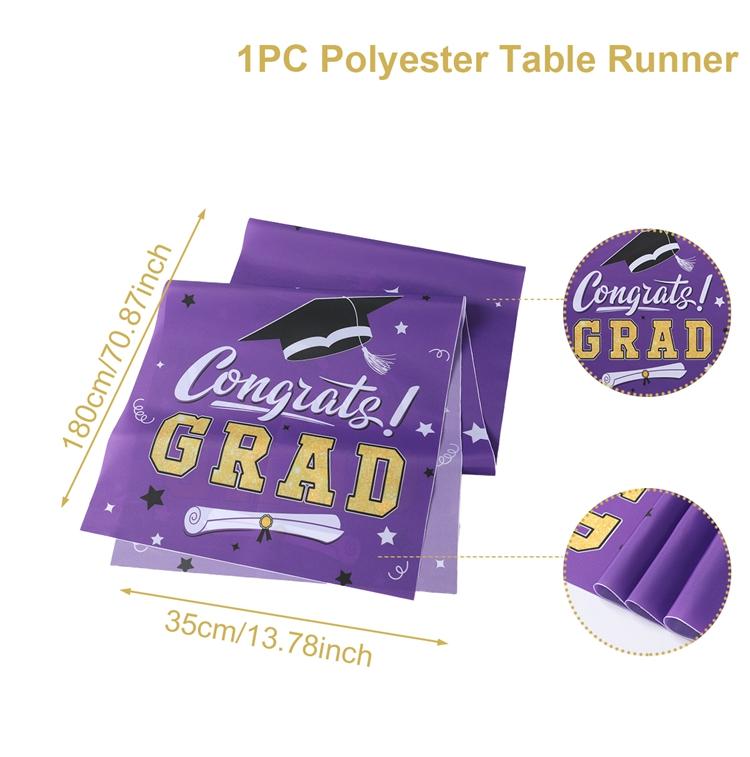Graduation Table Runner Graduation Decorations 2026 Black Gold Polyester Graduation Table Cloth Prom Grad Party Table Decoration