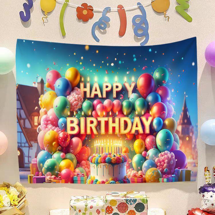 Birthday Happy Banner  Photography Background Cloth  Children's Party Decorative Wall Hanging Cloth