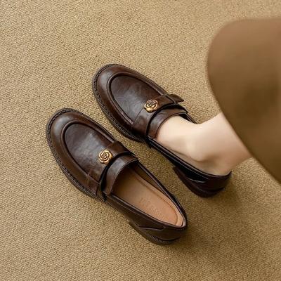 Soft-soled Loafers for Women New Mid-heel Single Shoes Retro Shoes