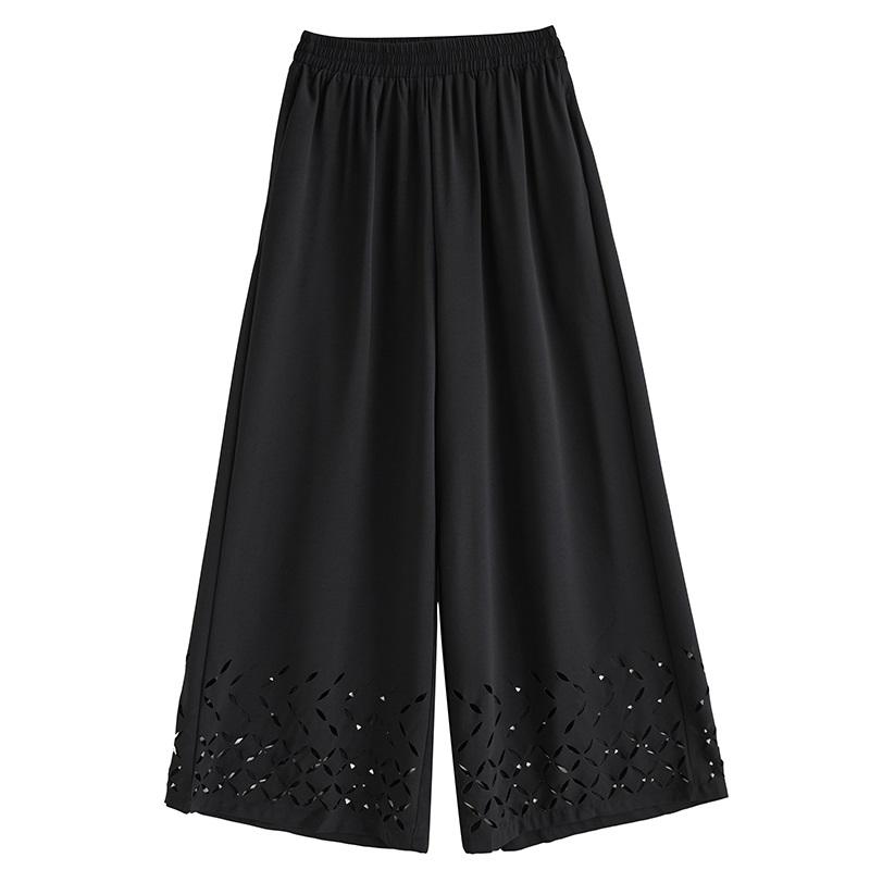 Plus Size Vintage High Waist Casual Loose Spring Summer Wide Leg Pants Women Trousers