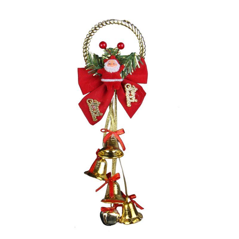 

Металлические рождественские подвески для дверей в виде колокольчиков Санта-Клауса с бантом для рождественских украшений золотой