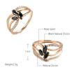 Anelli con fiore in cristallo di zircone nero Kinel per donna