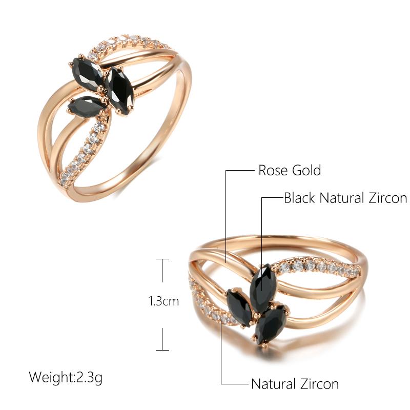Anelli con fiore in cristallo di zircone nero Kinel per donna