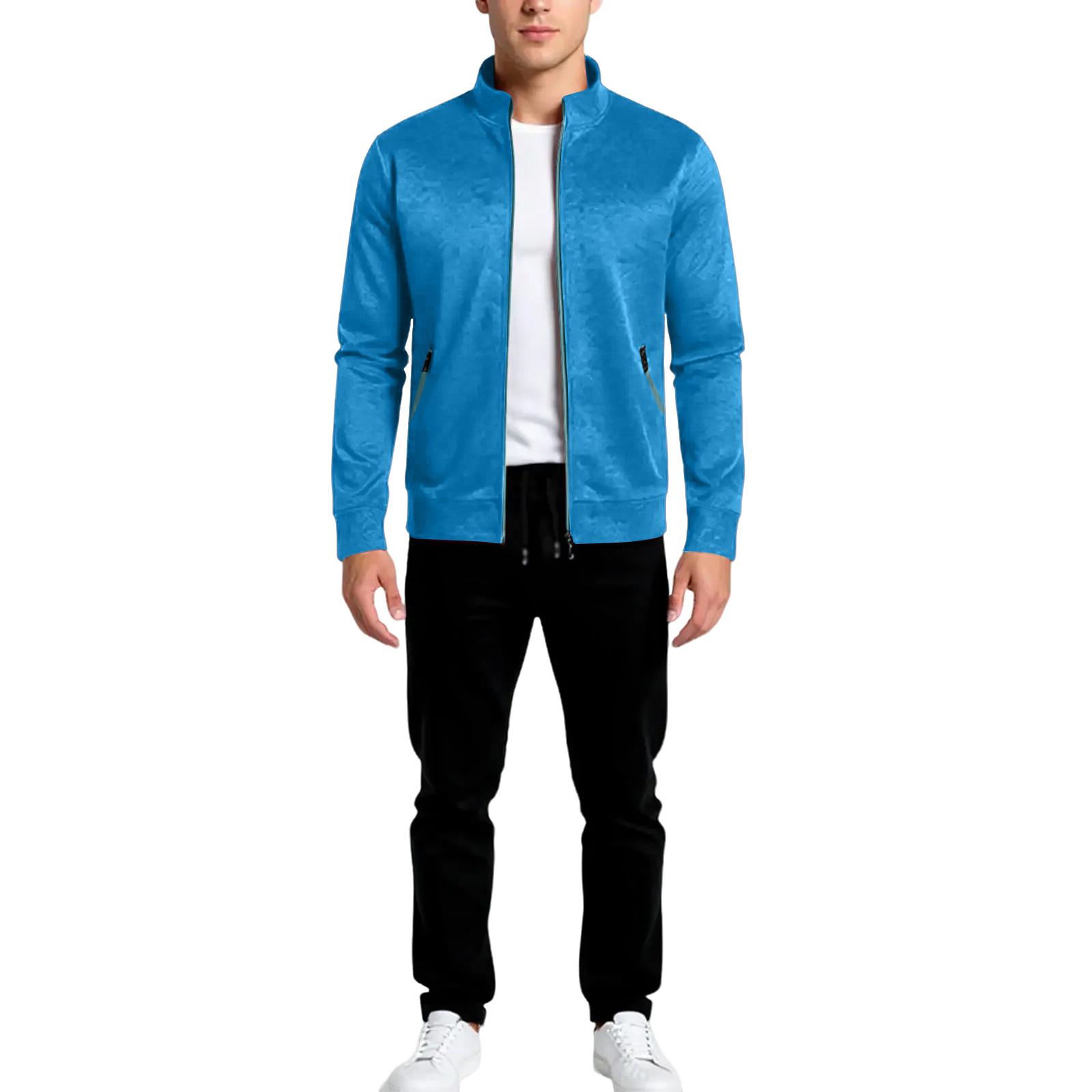

Zipper Solid Color Sports Suit, And Casual For Men XXL синій
