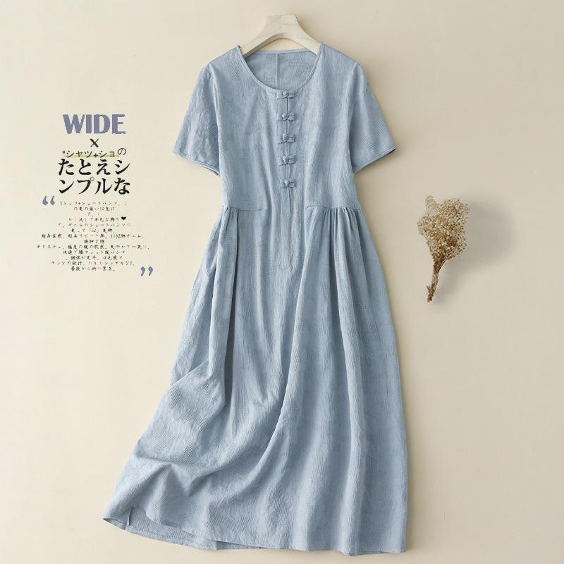 

Ретро Художественное Платье для Женщин Летом, Длинный Рукав, Длинная Юбка, Свободный Крой 2XL синий