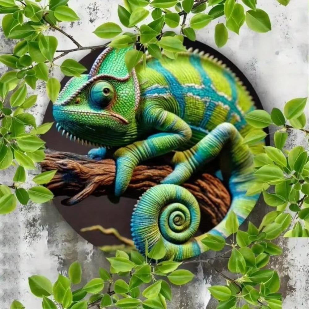 Vivid 3D Chameleon Metal Wall Art Personalized Home Office Decor Gift