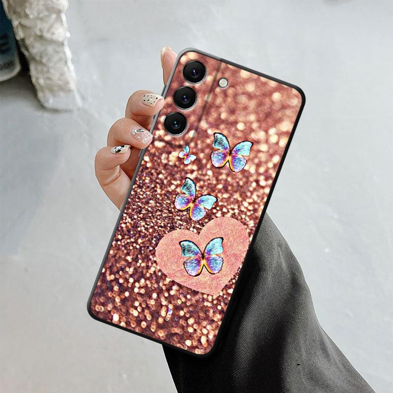 Shell For Samsung Galaxy S23 S22 S21 S20 Fe Ultra S10 S9 S8 Plus Note 20ultra 10plus Case Bling Aesthetic Butterfly Rose Art