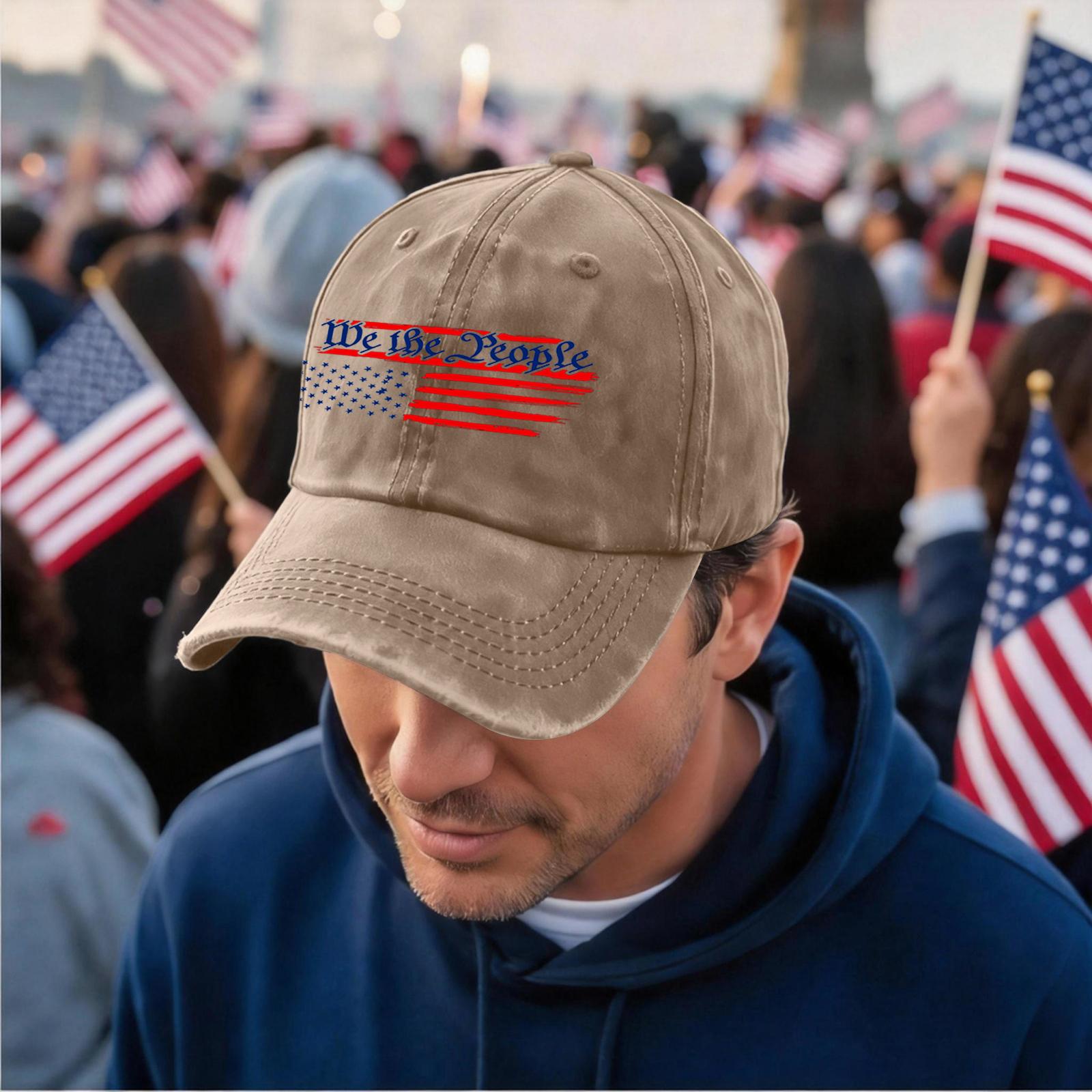

Vintage Washed Casual Baseball Cap Adjustable Strapback Hat with Flag and Lettering Embroidery for Men and Women One Size хакі