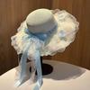 New Sunshade Sunscreen Summer Mesh Straw Hat Lace Flower Beach Vacation Sun Hat Sun Hat Seaside Hat